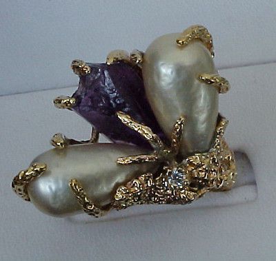 Rare PANETTA Amethyst Rock Cluster Organic Sculptural Fantasy Cocktail