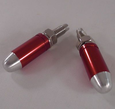 Billet Red & Silver 45 Cal Bullet License Plate Frame Bolts