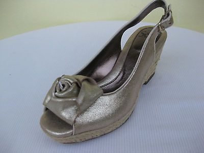 Shoes NEW $100 Marcela Champagne Gold Slingback Jute Wedge 8.5 M