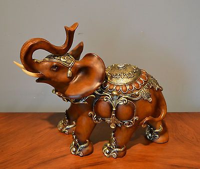 Beautiful Hand Painted Qualit y Elephant Statue Figurin e Sculpture La