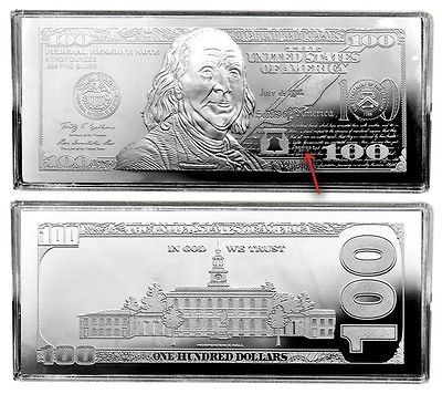 Silver Bullion Note   2013 $100 Franklin 4 oz. 999 Fine Silver