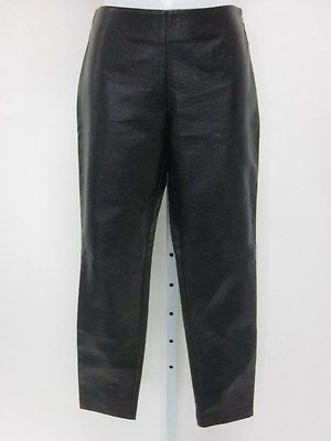 GOLDE Black Pleather Straight Leg Leggings Pants Slacks Size Petite