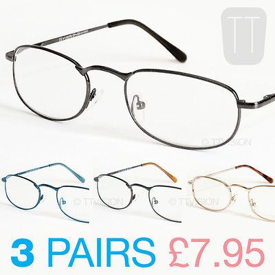 QUALITY NEW RIMMED READING GLASSES   GUN METAL, GOLD, BROWN & BLUE