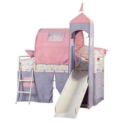 Princess Castle Twin Size Tent Bunk Bed with Slide