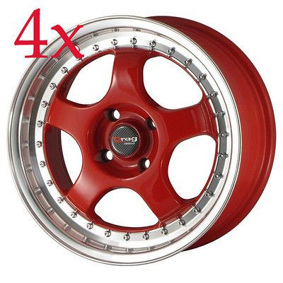 Drag Wheels DR 46 15x7 4x100 Red Rims 240sx miata crx del sol sentra