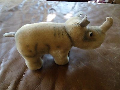 VINTAGE STEIFF RHINO NOSY 1950S 60S MOHAIR 7 1/2 L,GLASS GOOGLY