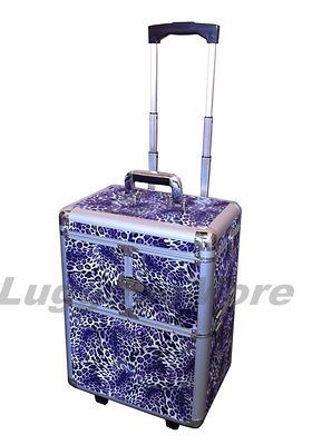 19 Purple PRO Aluminum Artist Cosmetic Wheeled Train box Rolling