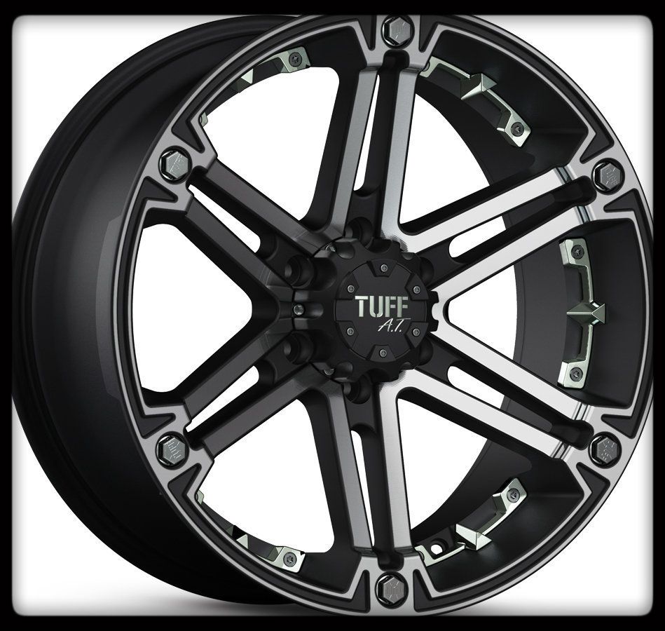 16 x 8 Tuff T01 Black Rims w LT285 75 16 Federal Couragia M T Wheels