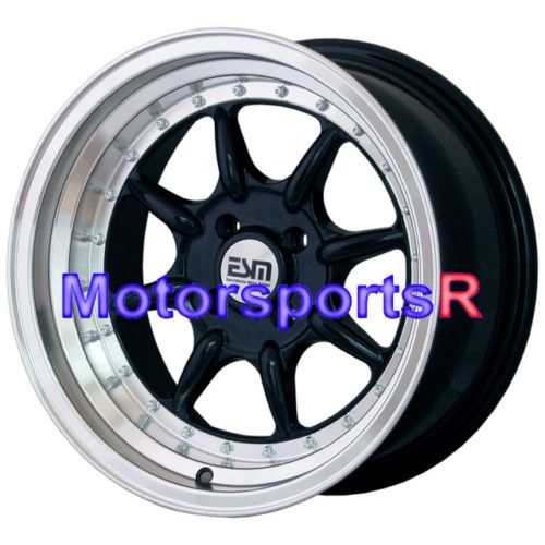 16 16x8 ESM 002 Black Rims 57 1mm 4x100 91 BMW E30 XXR