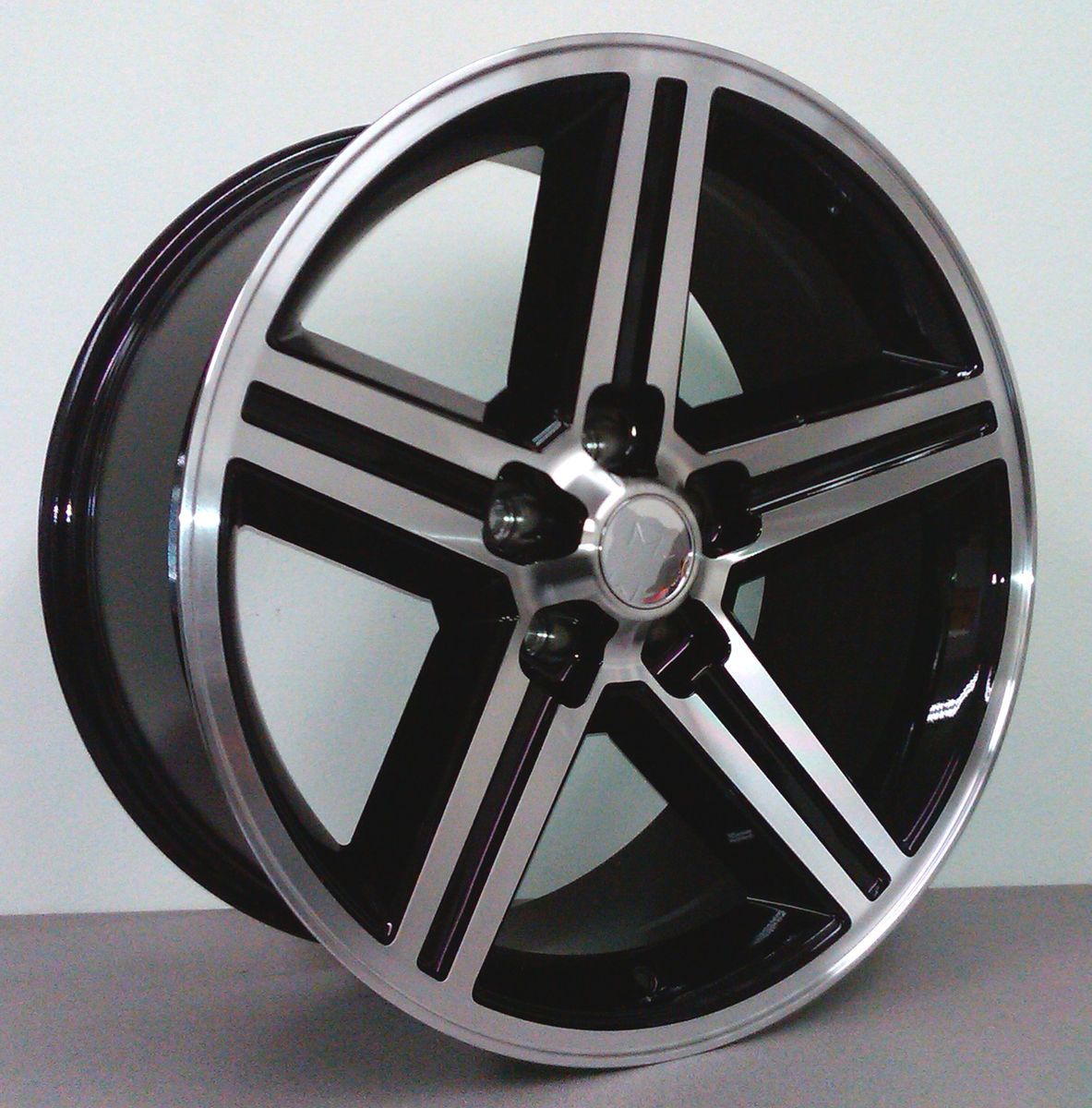 NEW IROC 24 INCH 5 SPOKE WHEELS RIM MACHINED W BLACK 5 LUG CHEVY EARLY