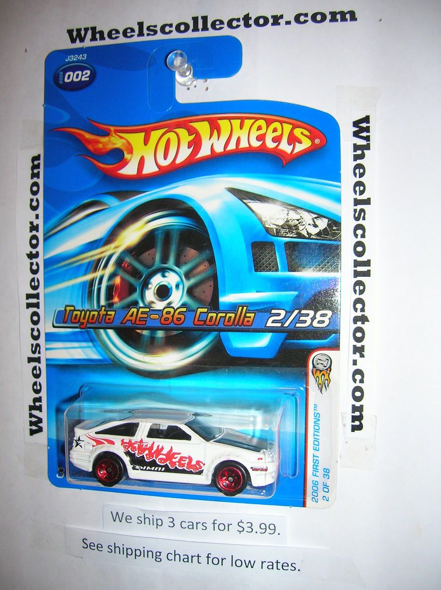 2006 Hot Wheels Toyota AE 86 Corolla 5 Spoke Red RARE