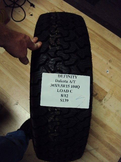 Definity Dakota A T 30x9 5R15 104Q Brand New Tire