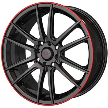 17x7 Black Red Wheel Akita AK77 5x105 5x112