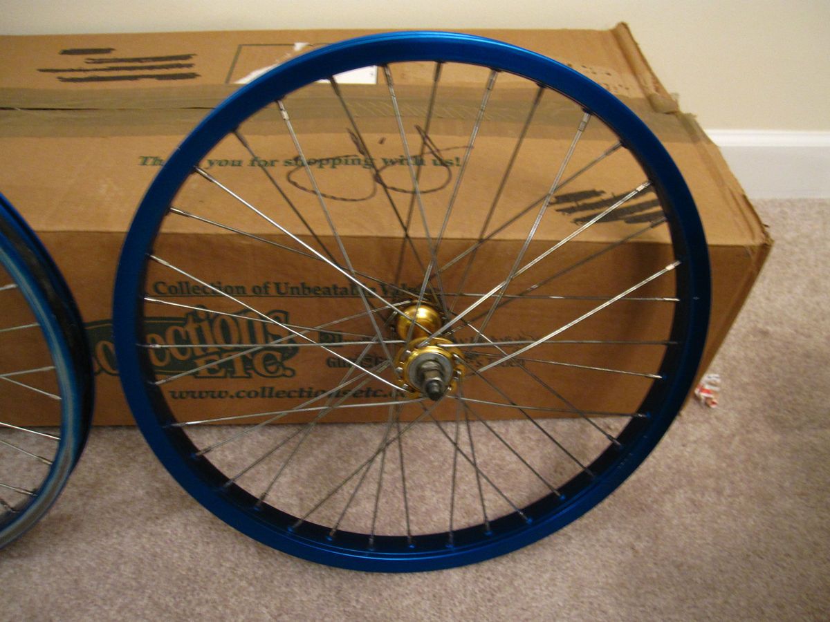 ARAYA 7X WHEEL RIM 20 OLD SCHOOL BMX BLUE SUNSHINE HUBS   EXCELLENT