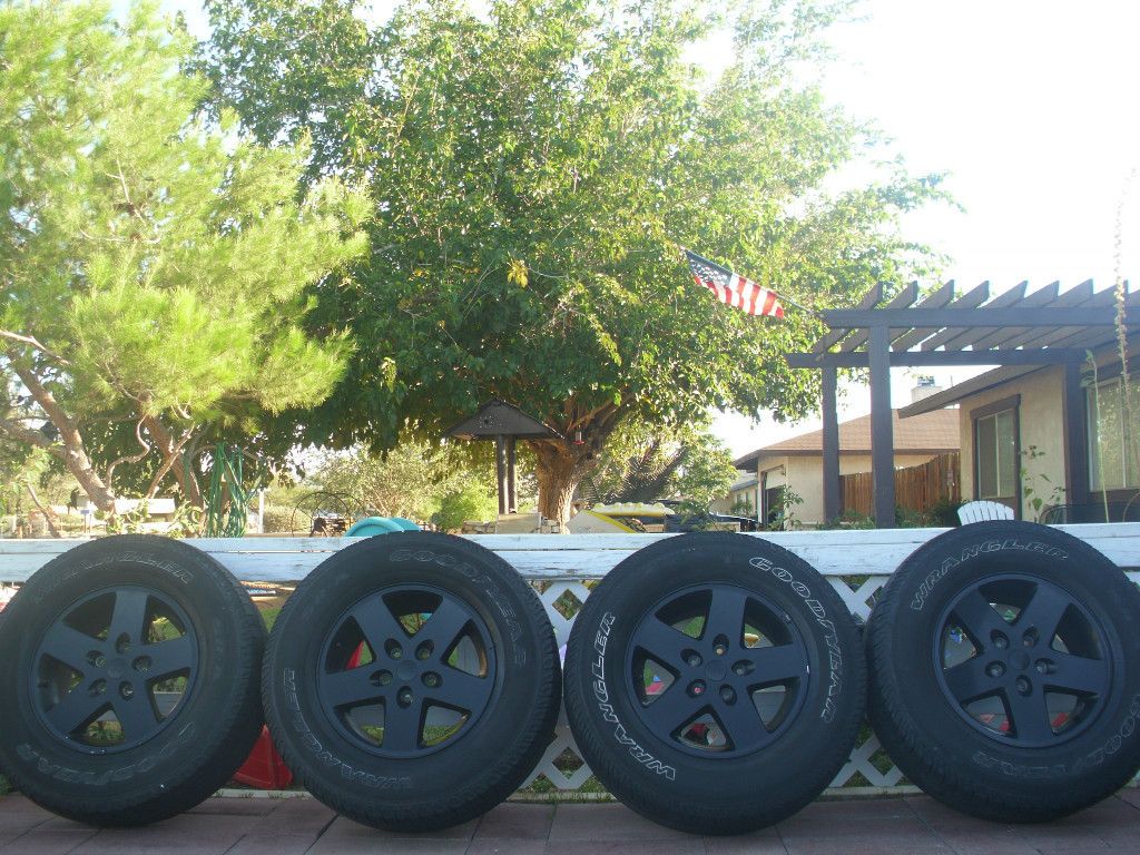 Sahara Rubicon Wrangler 17 OEM 5 on 5 Alloy Rims Wheels Tires Goodyear