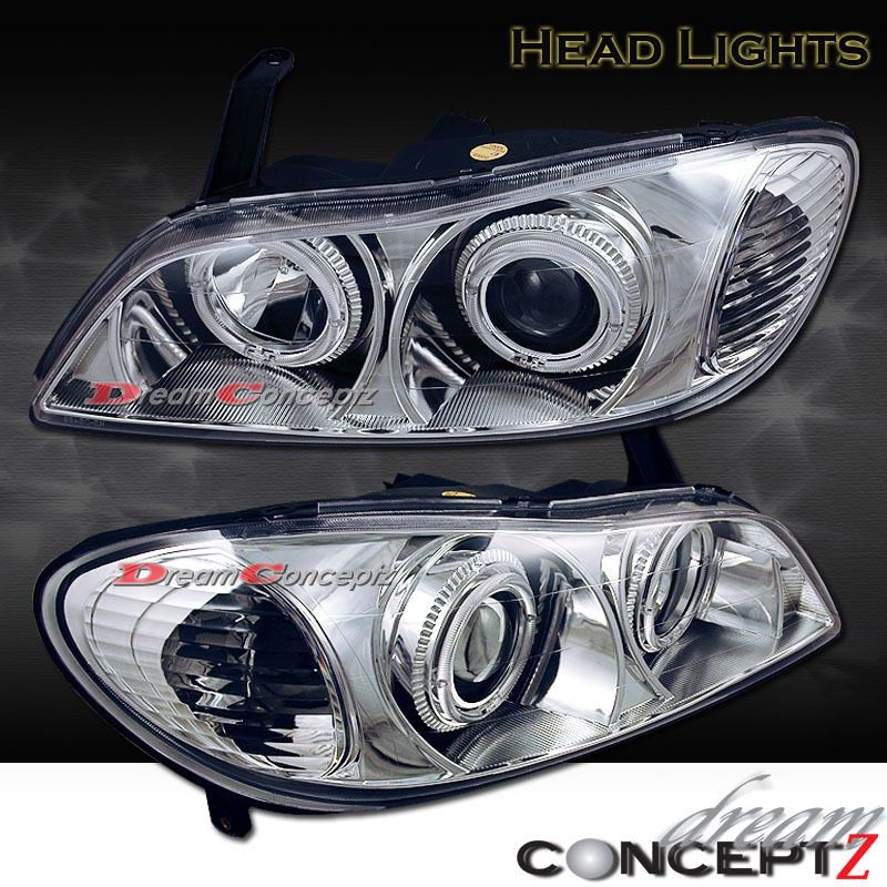 I30 I35 Angel Eye Dual Halo Rims Projector Headlights Chrome