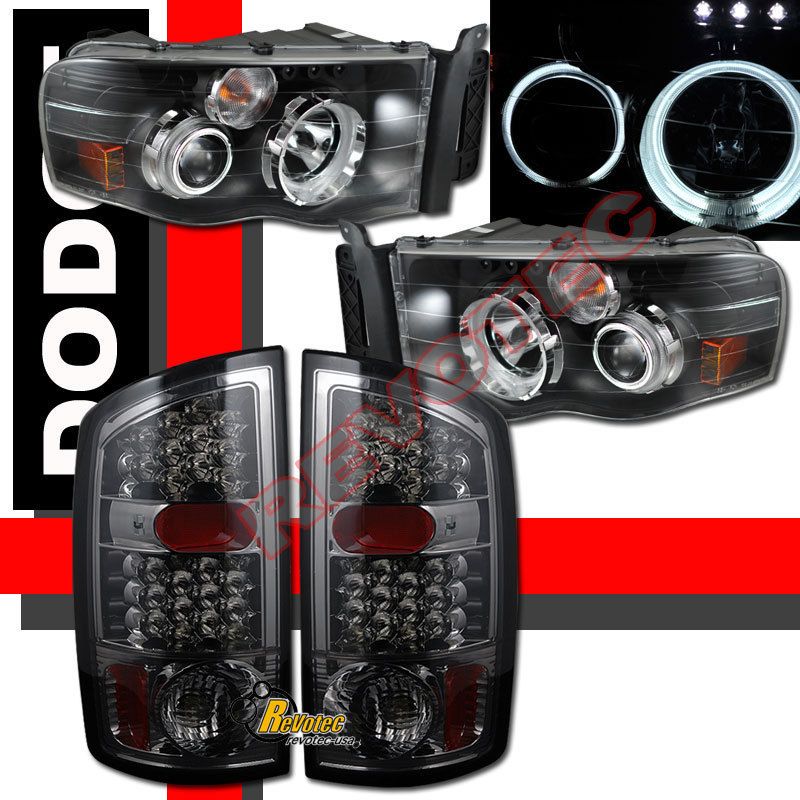 2002 2005 Dodge RAM CCFL Halo Rims LED Projector Headlights LED Tail