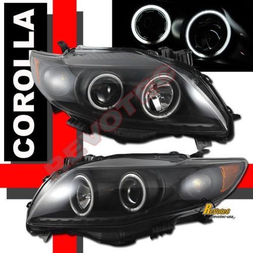 Toyota Corolla Dual CCFL Halo Rims Projector Headlights Black