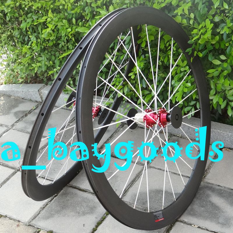 Full Carbon 3K Matt Road Bike Clincher Rim Wheelset 60mm White Spokes