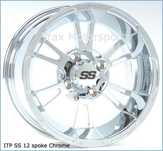 12 ATV Chrome Wheels Rim Set ITP SS112 Big Red Muv UTV